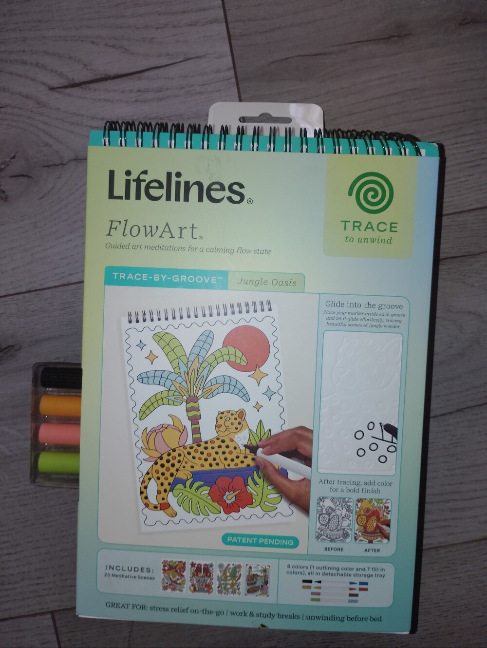 Lifelines FlowArt Trace-by-Groove Jungle Oasis Coloring Pad - New Unused